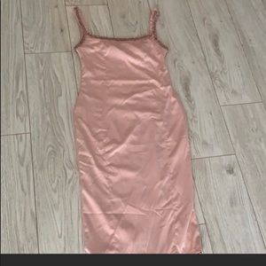 Satin form fitting midi dress